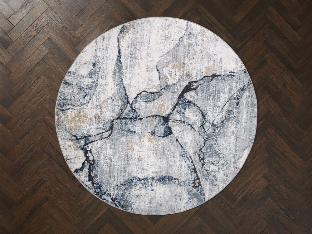 Tapis rond poils ras ALDA motif abstrait – Image 2