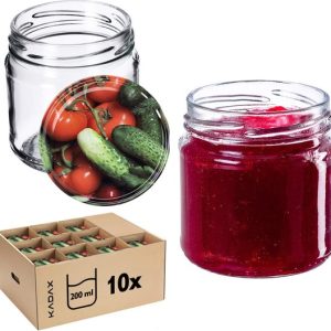 KADAX Petits bocaux de conservation, 200 ml, pots de confiture, diamètre 66 mm, petits pots pour miel et épices, bocaux hermétiques, bocaux de conservation, bocaux ronds (10 pièces, légumes) KADAX Petits bocaux de conservation, 200 ml, pots de confiture, diamètre 66 mm, petits pots pour miel et épices, bocaux hermétiques, bocaux de conservation, bocaux ronds (10 pièces, légumes)