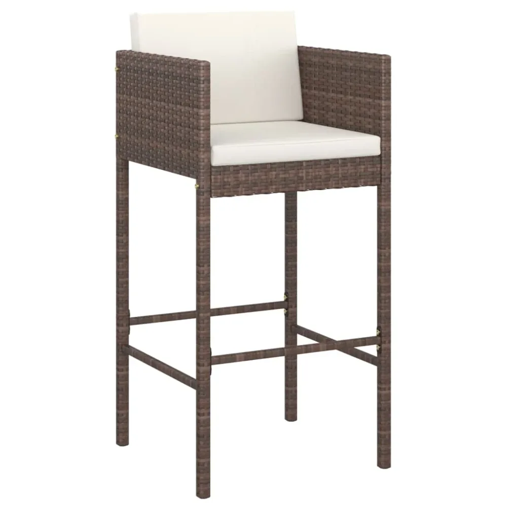 Bar Stool | Set of 4 | Brown | Poly Rattan | Counter Height | Lightweight – Image 3
