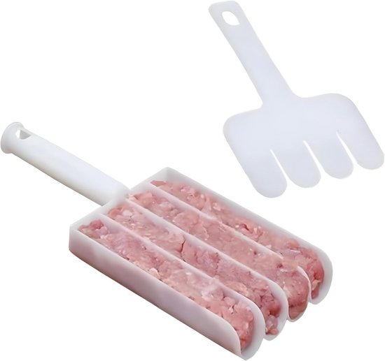 Moule à boulettes de viande quadruple, cuillère à boulettes avec spatule, kit de cuisson pour fondue chinoise, ustensiles de cuisine pour former rapidement de la pâte à biscuits ou de la crème glacée (1 pièce)