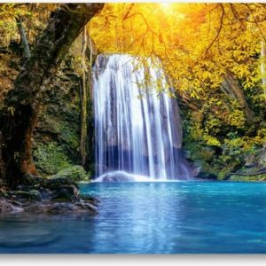 Oase at Waterfall – Erawan Waterfall in Autumn, Thailand – 90×60 Canvas Landscape – Landscape – Nature Oase at Waterfall – Erawan Waterfall in Autumn, Thailand – 90×60 Canvas Landscape – Landscape – Nature