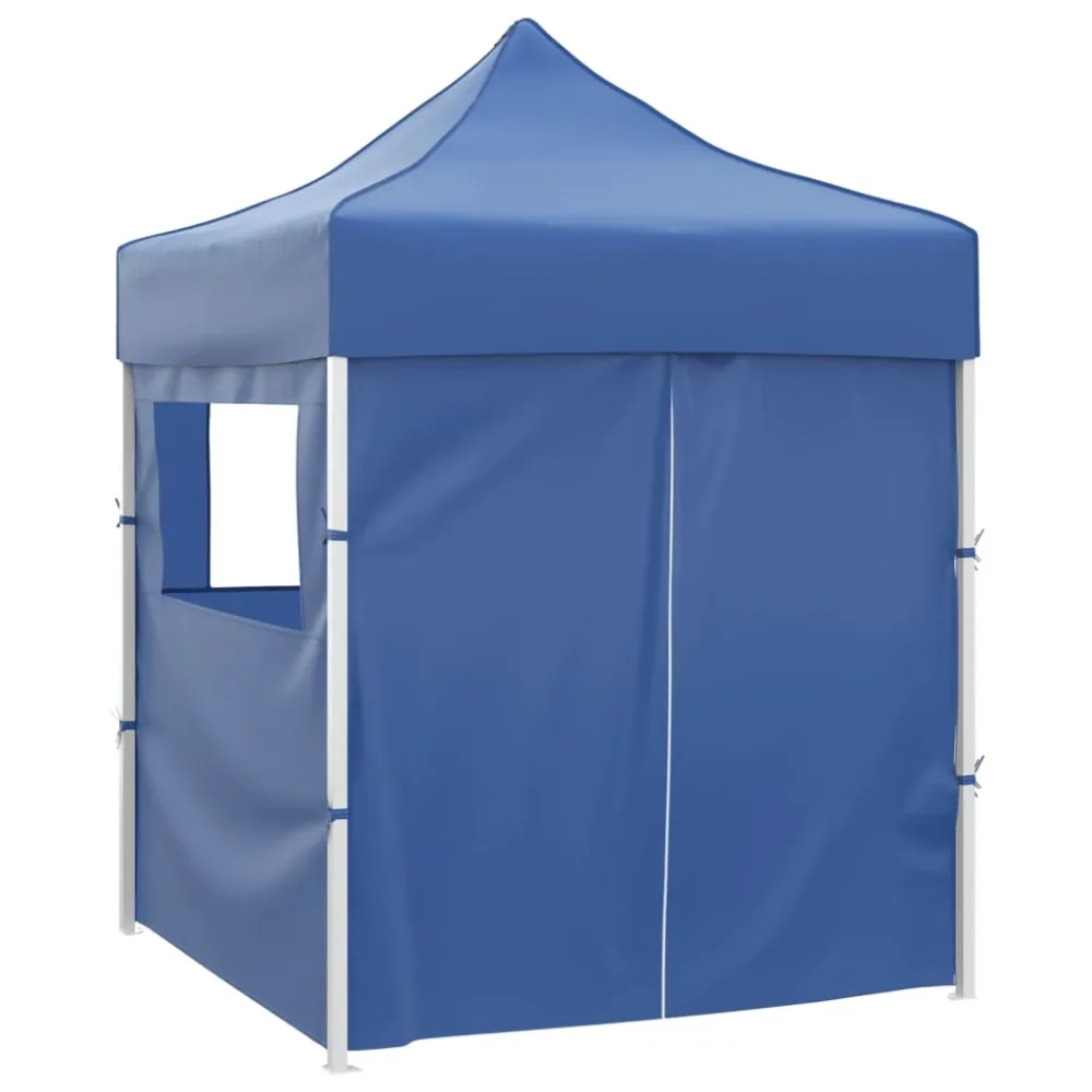 Professional Folding Party Tent with 4 Sidewalls 2x2 m Steel Blue – Image 3