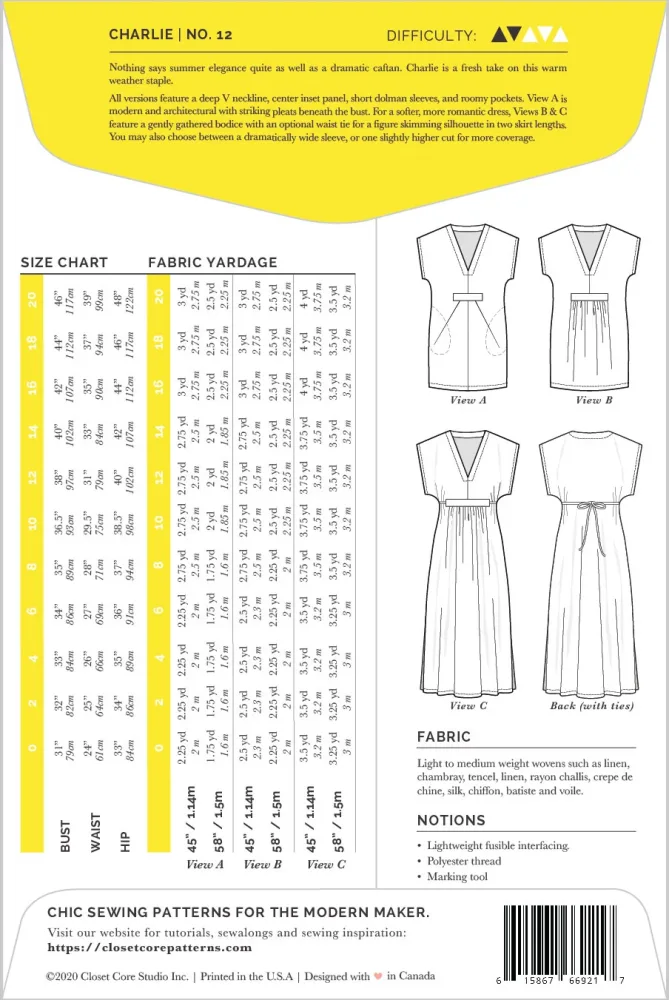 Caftan CHARLIE | Patron papier - Closet Core Patterns – Image 2