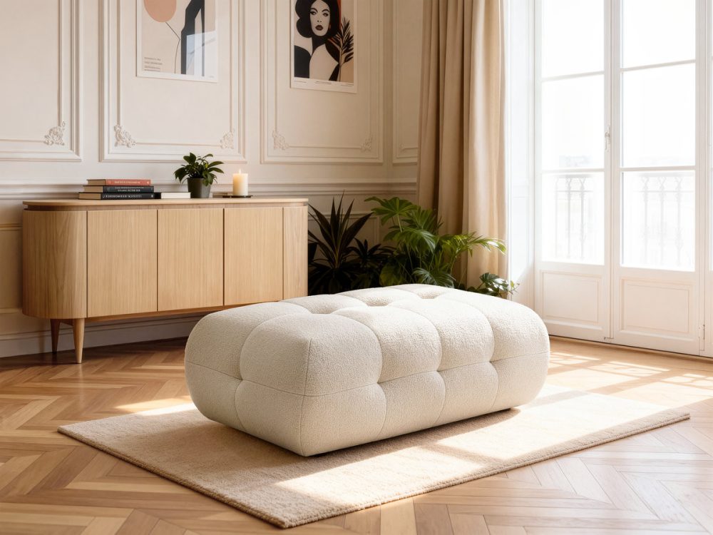 Pouf grand LAURA tissu chine – Image 3