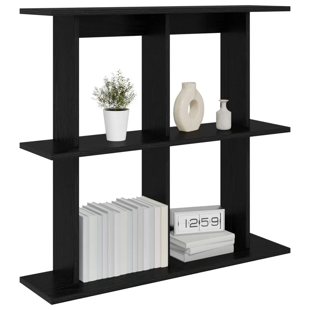 Wall Shelf Wall-Mounted Black 100 x 20 x 75 cm Engineered Wood – Image 2