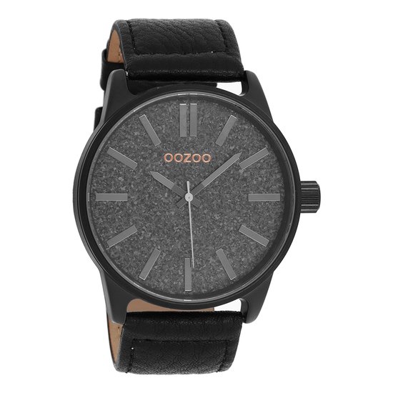 Montres OOZOO – Montre noire avec bracelet en cuir noir – C9064 Montres OOZOO – Montre noire avec bracelet en cuir noir – C9064
