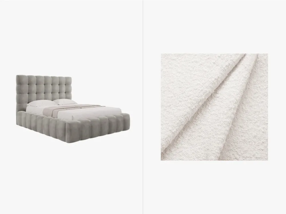 Mamaia Boucle Bett mit Stauraum und Headboard 140cm