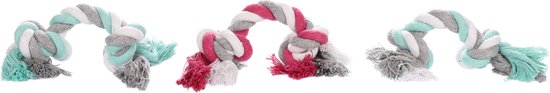 Flamingo – Flamingo Jim Met 2 Knopen – Speelgoed Honden – Hs Katoen Jim Knoopbeen Mini Multi Color 17cm Ass. 3st – 3st – 118506 – 3st – 3pce