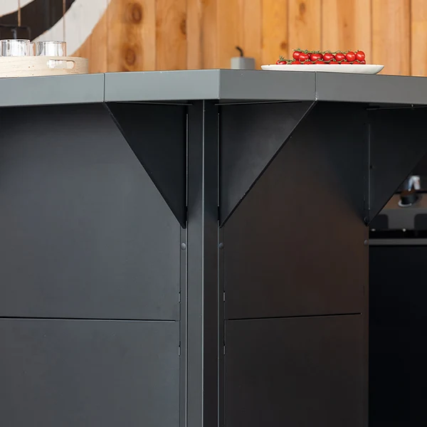 Modulo comptoir d'angle avec plateau et cornière gris cargo ENO – Image 3