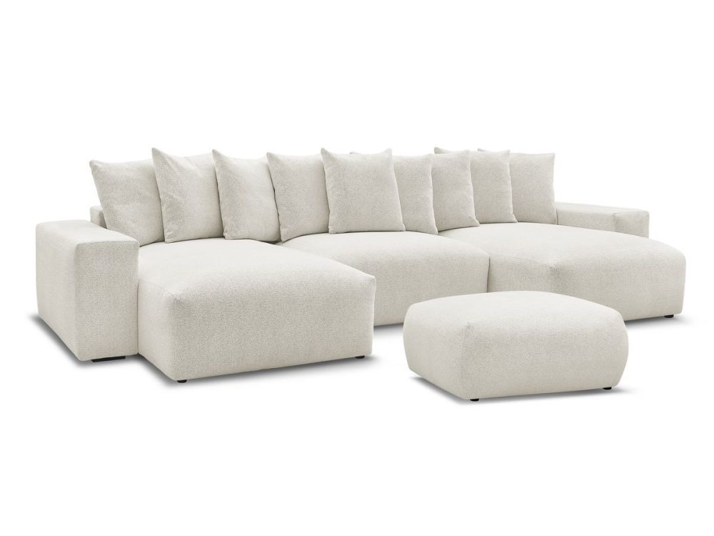 Canape panoramique convertible coffre VOLTAIRE tissu chine avec pouf