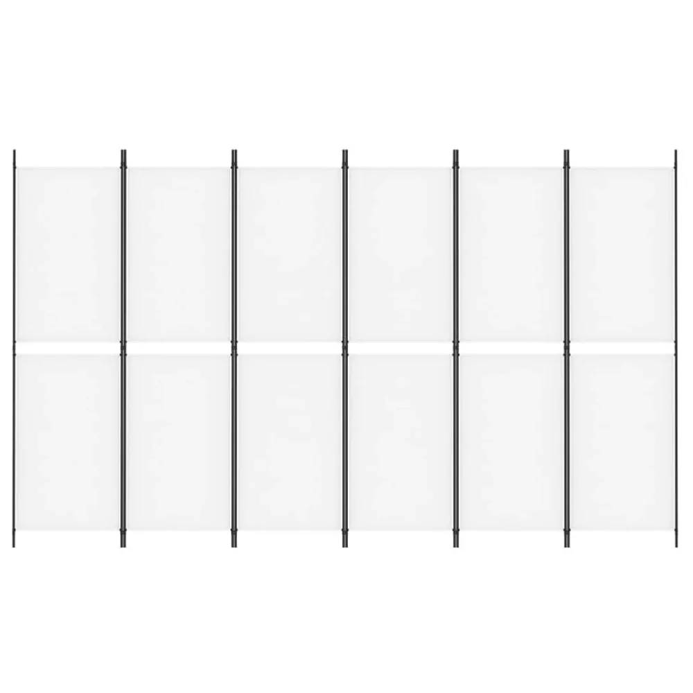 6-Panel Room Divider White 300x180 cm Fabric – Image 3