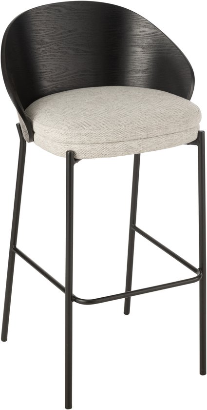 J-Line chaise De Bar Lone - contreplaqué/métal - noir/gris