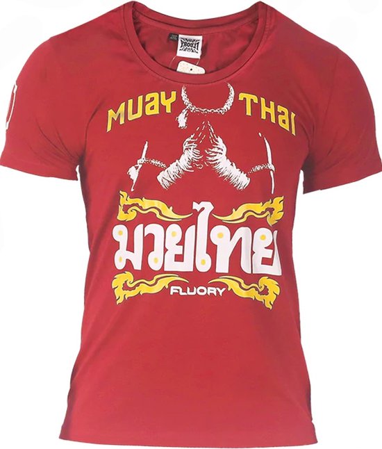 Fluory Mongkon Muay Thai Fighter T-Shirt Rouge taille XXL