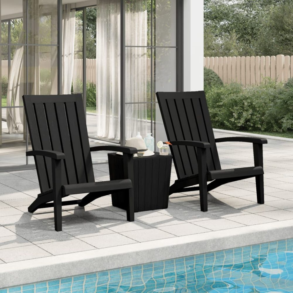 Garden Adirondack Chair | Set of 2 | Black | Polypropylene | Standard