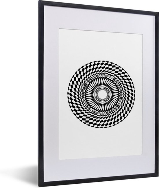 Illustration d'un mandala noir et blanc avec motif diamant 30x40 cm - petit