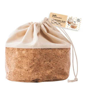 Brotbeutel mit Kordel, Baumwolle L, cork/beige, 24cm