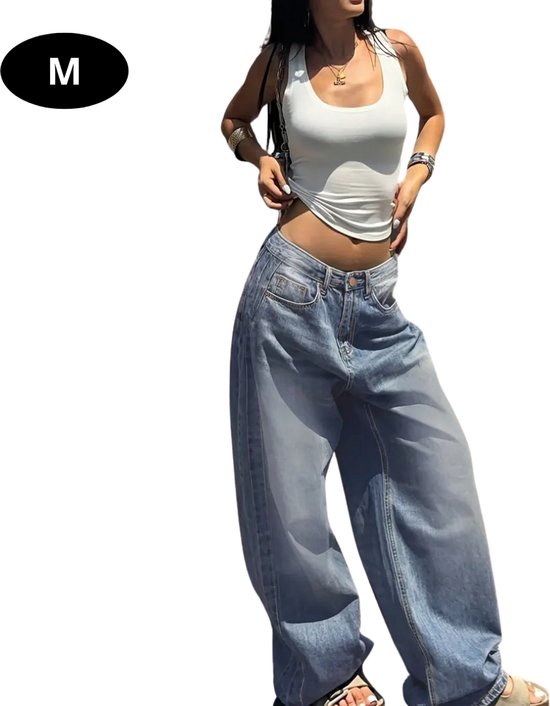 Pantalon long Nivard pour femme - Jeans - Pantalon - Pantalons - Pantalon - Jeans - Pantalon - Jeans - Pantalon - Coupe ample - Jambe droite - Denim - Grijs/ Blauw - Taille M