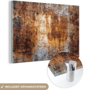 MuchoWow® Peinture sur verre 60×40 cm – Peinture sur verre acrylique – Fer – Rouille – Argent – Photo sur verre – Peintures