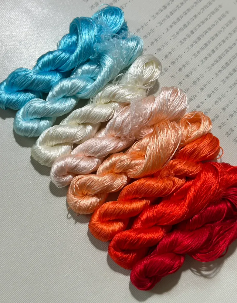 80m Suzhou Embroidery Untwisted Mulberry Silk Thread(#金鱼尾 80m*8) - Ronghua Threads