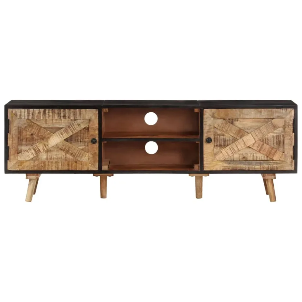 TV Cabinet 140x30x46 cm Rough Mango Wood and Solid Acacia Wood – Image 2