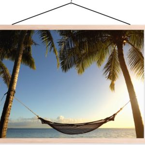 Palmiers sur une plage tropicale affiche école lattes plates vierges 40×30 cm – petit – Tirage photo sur affiche textielposter (décoration murale salon / chambre) / Mer et plage