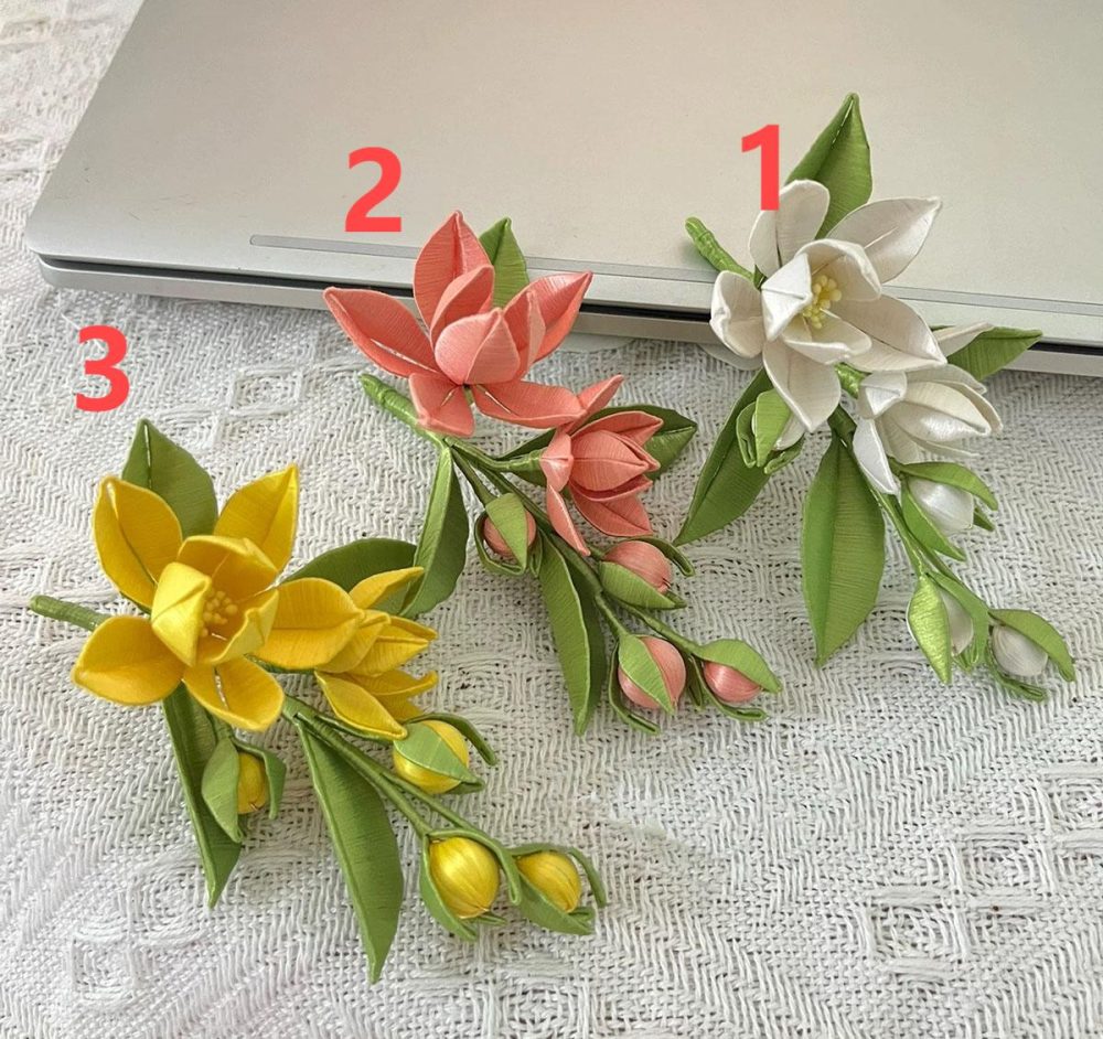 Jasmine Handmade Brooch - Silk Brooch(Chanhua) – Image 3