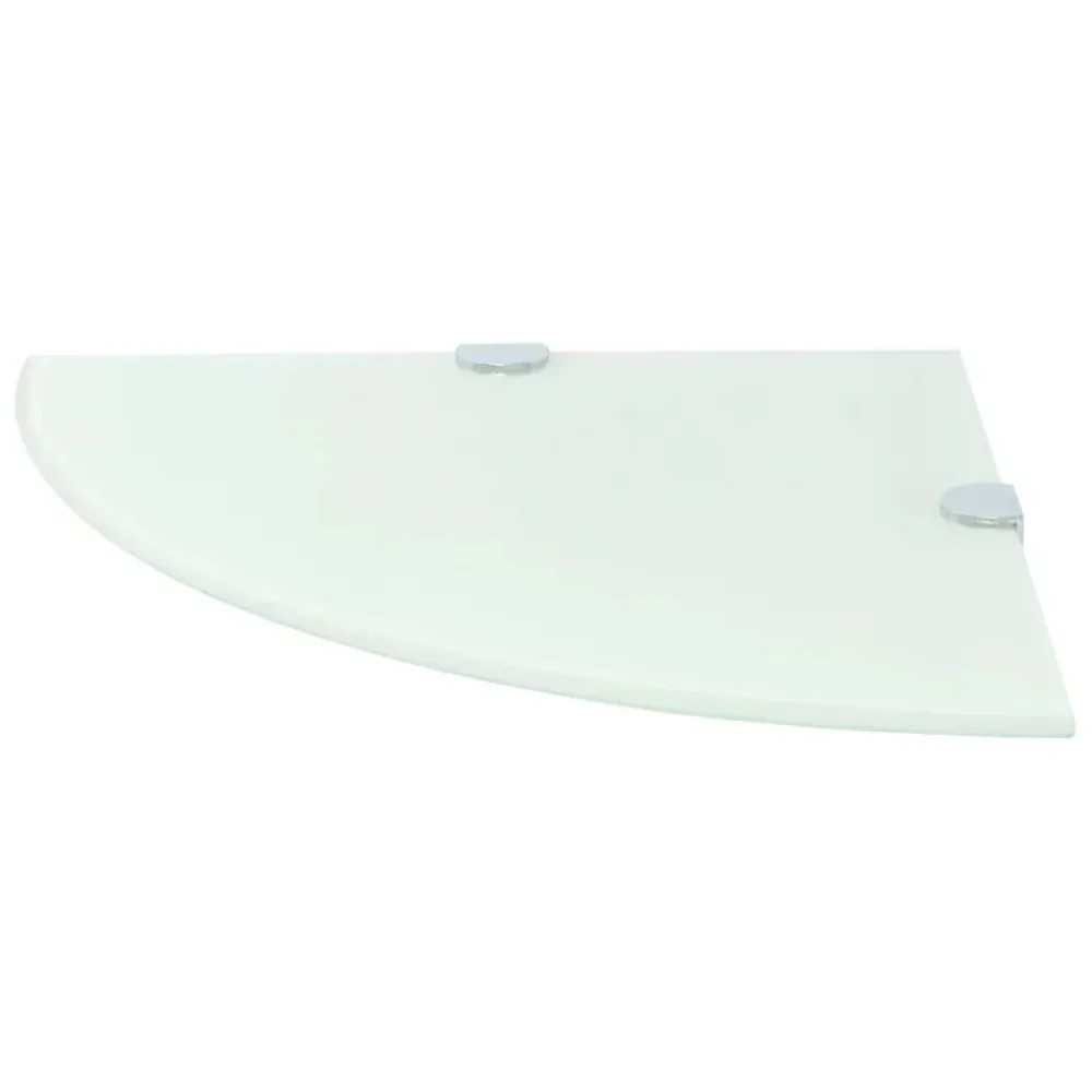 Corner Shelves 2 pcs with Chrome Supports Glass White 25x25 cm – Image 3