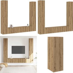 Meubles TV muraux vidaXL 6 pièces en bois couleur chêne Meubles TV muraux vidaXL 6 pièces en bois couleur chêne