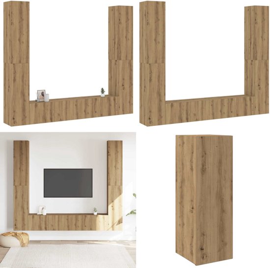 Meubles TV muraux vidaXL 6 pièces en bois couleur chêne