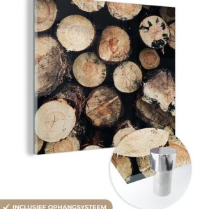 MuchoWow® Peinture sur verre 90×90 cm – Peinture sur verre acrylique – Bois – Hiver – Cheminée – Tronc d’arbre – Photo sur verre – Peintures MuchoWow® Peinture sur verre 90×90 cm – Peinture sur verre acrylique – Bois – Hiver – Cheminée – Tronc d’arbre – Photo sur verre – Peintures