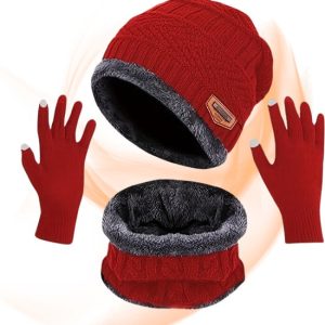 Livano Cache-cou – Homme – Femme – Polaire – Moto – Bandana – Masque – Snood – Hiver – Écharpe – Rembourré – Set – Rouge