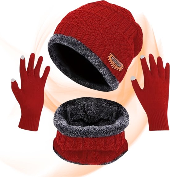 Livano Cache-cou - Homme - Femme - Polaire - Moto - Bandana - Masque - Snood - Hiver - Écharpe - Rembourré - Set - Rouge