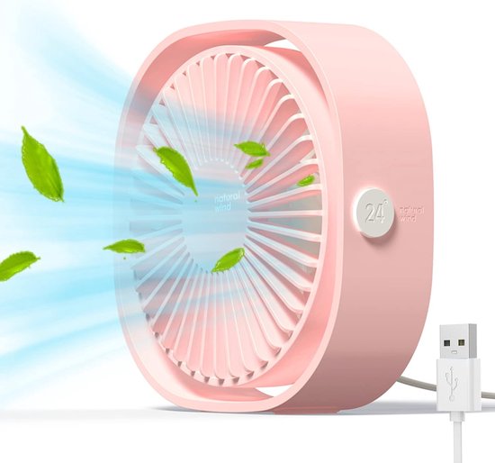 Mini ventilateur USB StayPowered - Refroidissement puissant et silencieux - Compact et léger - Conception portable - 3 vitesses - Perfect pour le bureau, les Voyages et Plein air - Câble USB inclus - Rose - Livraison plus rapide qu'indiquée !