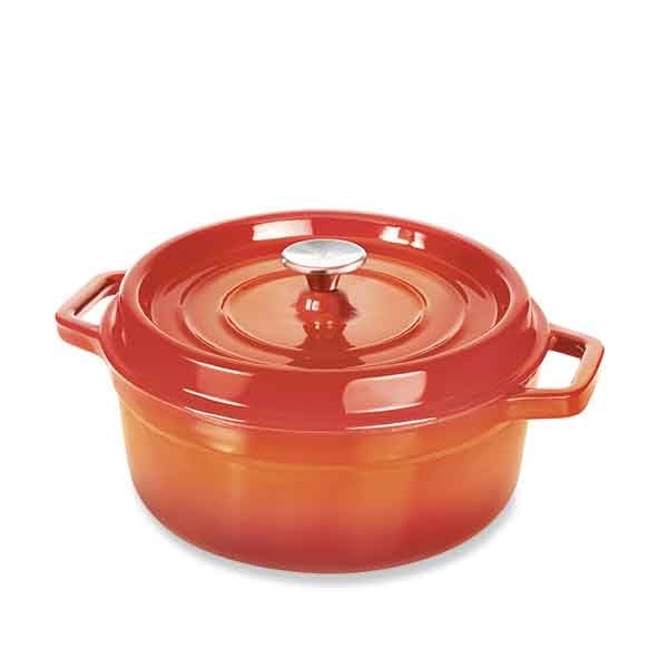 Cocotte en fonte ronde 28 cm 5,6 L coloris orange Mathon