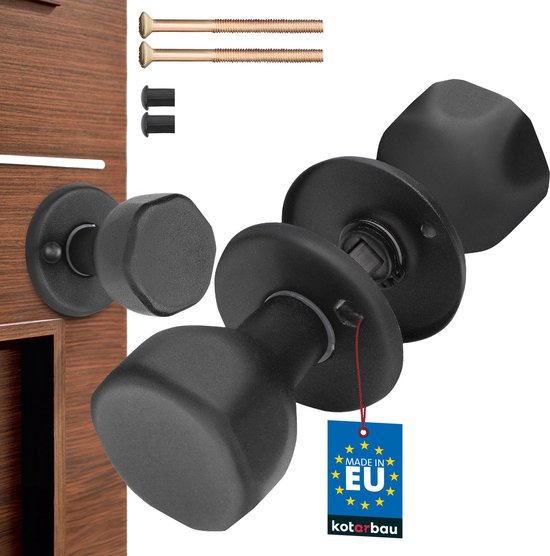 KOTARBAU Bouton de Porte Tournant - ZnAl - 45x45 mm - Noir