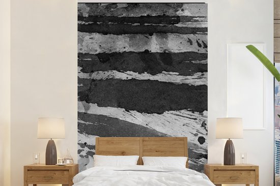 Œuvre abstraite à l'aquarelle et nuances de gris 225x350 cm