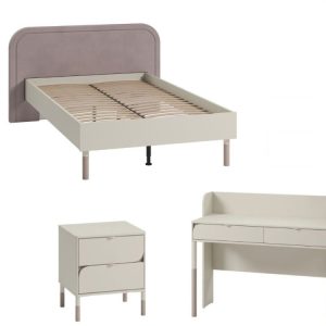 Ensemble lit enfant 120 x 200 cm BOREO avec bureau 2 tiroirs + chevet