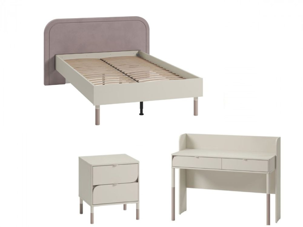 Ensemble lit enfant 120 x 200 cm BOREO avec bureau 2 tiroirs + chevet