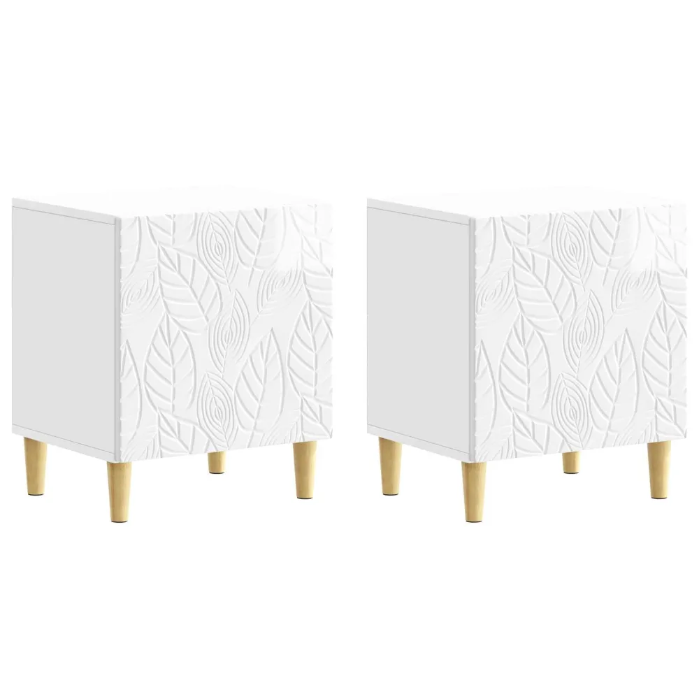 Bedside Table 2 pcs High Gloss White 43 x 34.5 x 50 cm