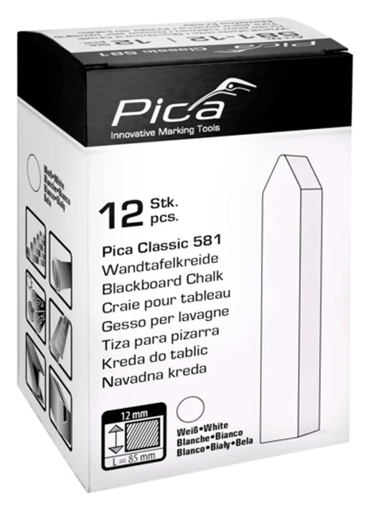 PICA Wandtafelkreide Classic 581 weiss 12 Stück – Image 2