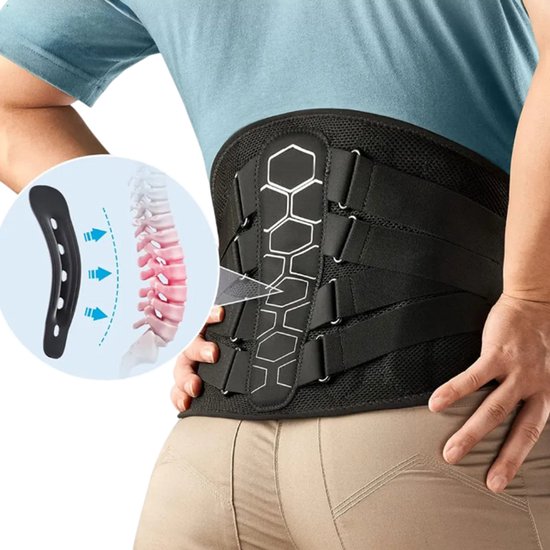 Orthèse dorsale pour douleurs lombaires – Soutien dorsal pour sciatique, hernie discale et scoliose – Ceinture de soutien lombaire pour soulager les douleurs dorsales – Orthèse dorsale confortable et légère avec coussin souple – Taille XL Orthèse dorsale pour douleurs lombaires – Soutien dorsal pour sciatique, hernie discale et scoliose – Ceinture de soutien lombaire pour soulager les douleurs dorsales – Orthèse dorsale confortable et légère avec coussin souple – Taille XL