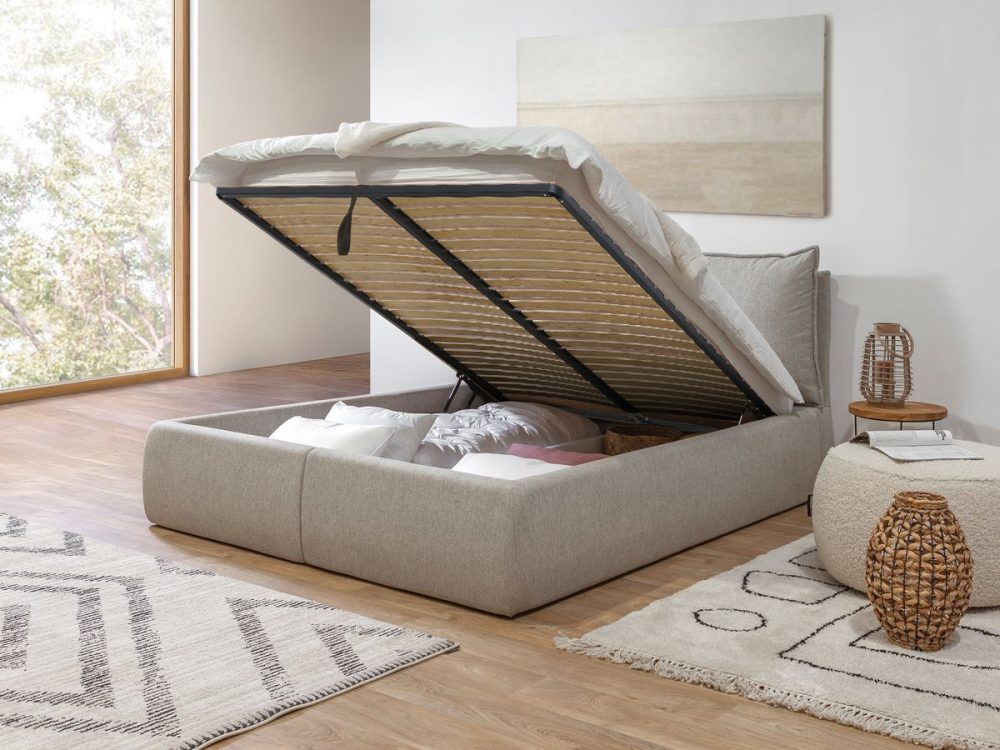 Lit coffre GARANCE avec tete de lit effet oreiller – Image 3