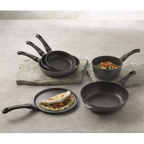 Sauteuse revêtement Dur comme la pierre 24 cm et couvercle en verre Mathon – Image 2