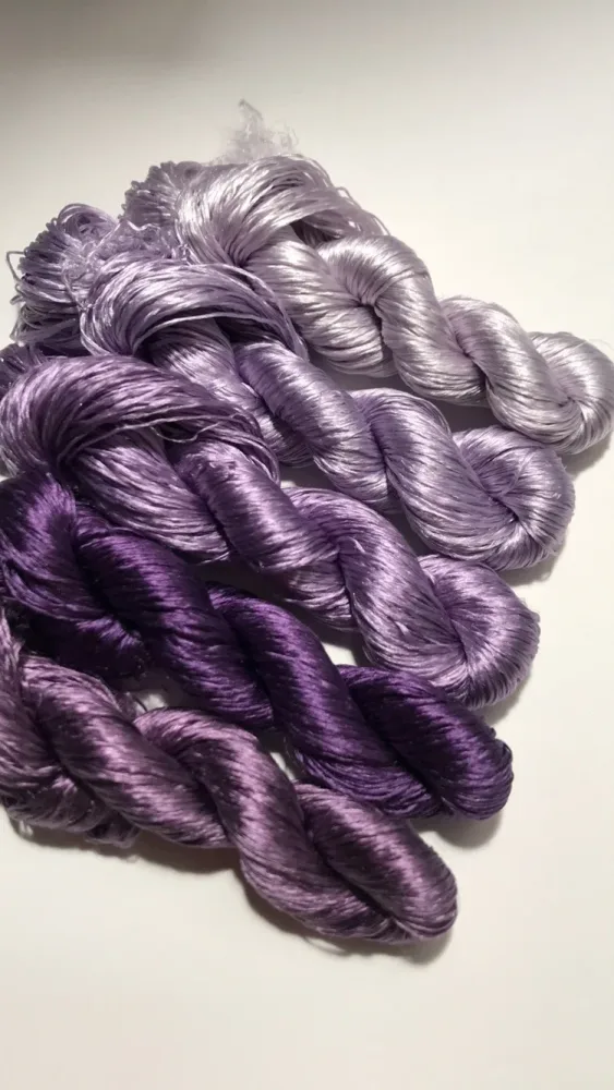 80m Suzhou Embroidery Untwisted Mulberry Silk Thread(#迷夜紫 80m*5) - Ronghua Threads