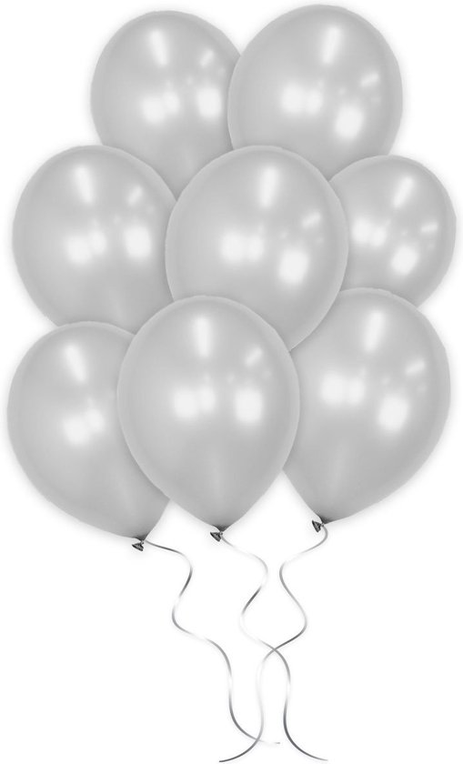 LUQ - Ballons à hélium argent métallisé de Luxe - 25 pièces - Décoration d'anniversaire - Décoration - Ballon en latex de Fête Argent