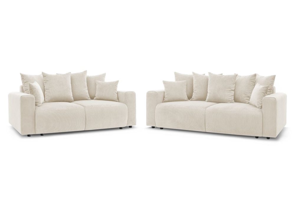 Ensemble canape droit fixe 3 + 2 places ENVY velours cotele
