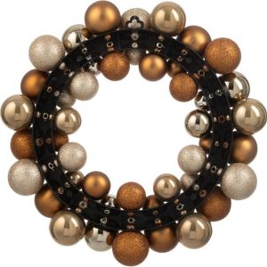 J-Line Couronne Boules De Noël Plastique Marron J-Line Couronne Boules De Noël Plastique Marron