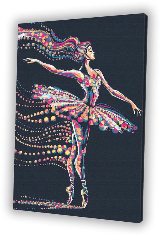 Illustration de ballerine dansante colorée - Peinture sur toile de ballerine - Art mural danse - Art Digital - Design mural - Œuvre d'art - toile 50x70 cm