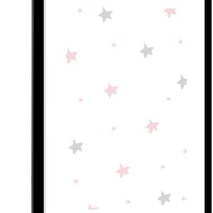 Illustration avec un motif d’étoiles roses et grises sur fond blanc 60×90 cm Illustration avec un motif d’étoiles roses et grises sur fond blanc 60×90 cm