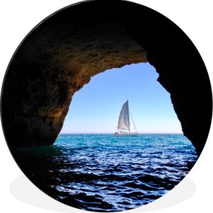 Mer bleue avec un voilier solitaire à travers la grotte marine portugaise de Benagil Cercle mural aluminium ⌀ 60 cm – impression photo sur cercle mural / cercle vivant / cercle de jardin (décoration murale) Mer bleue avec un voilier solitaire à travers la grotte marine portugaise de Benagil Cercle mural aluminium ⌀ 60 cm – impression photo sur cercle mural / cercle vivant / cercle de jardin (décoration murale)
